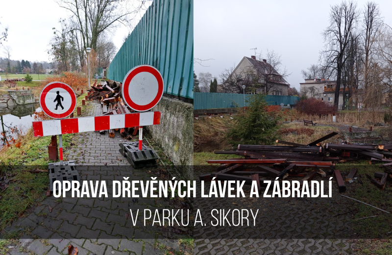 Read more about the article Oprava dřevěných lávek a zábradlí v Parku A. Sikory