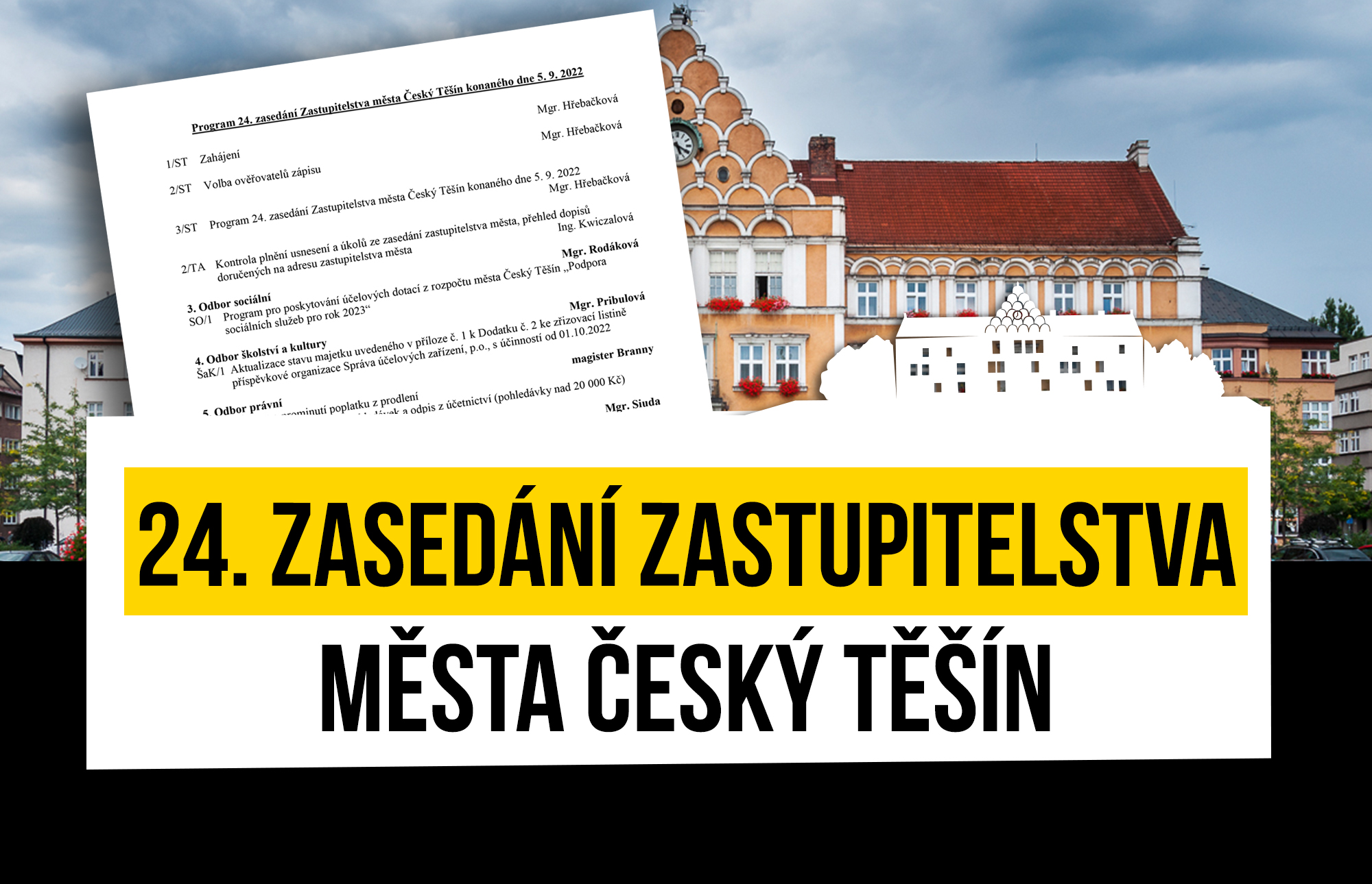 Přečtete si více ze článku Pozvánka na 24. jednání zastupitelstva města Český Těšín